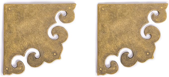 Brass Curled Box Corner Plate – Set of 2, 3.3", by Hardware Philosophy