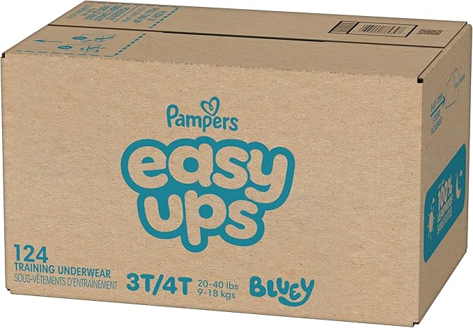 Pampers Training Pants - Easy Ups Boys & Girls Bluey - Size 3T-4T, 124 Count, Children's Potty Underwear (Packaging May Vary)