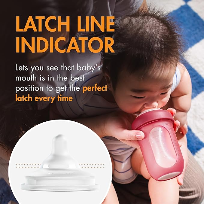 Boon Nursh Curve Silicone Baby Bottle Nipples - Food-Grade Silicone Bottle Nipples - Fast Flow Nipples for Baby Bottles - Baby Bottle-Feeding Supplies - 3 Count