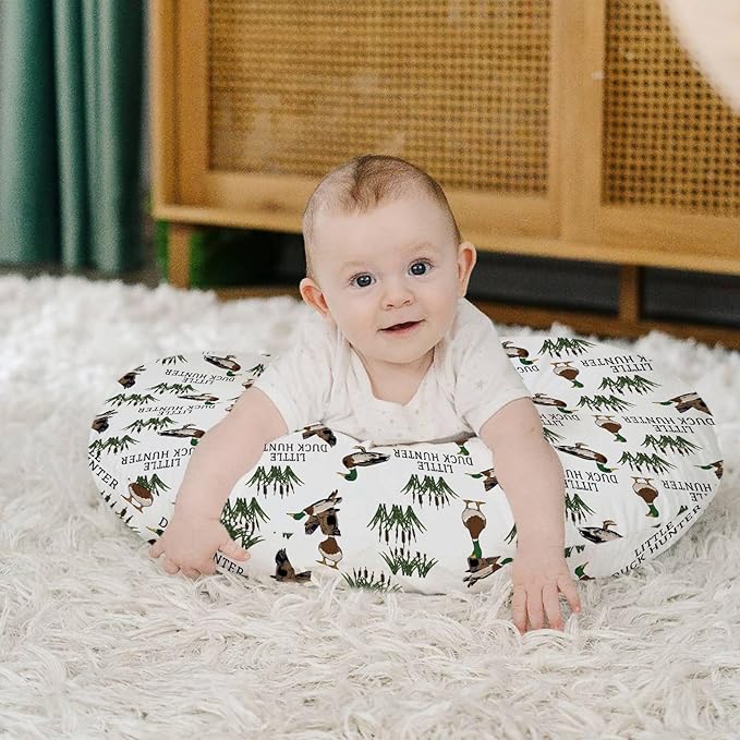 HawSkgFub Little Duck Hunter Mallard Hunting Nursing Pillow Cover for Baby Boys Girls, Wild Animal Reed Breastfeeding Pillow Slipcover, Nursing Pillowcase for Newborn Infant, Cover Only