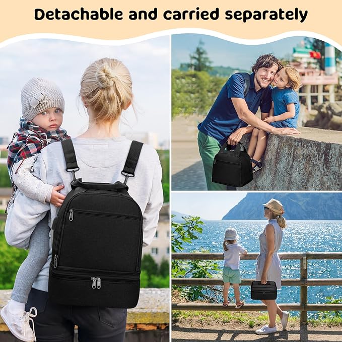 OCKLILY Breast Pump Bag Cooler Backpack — Large Insulated Milk Storage for Breastmilk — Wearable Hands-Free Pumping Tote for Working Moms (Black)