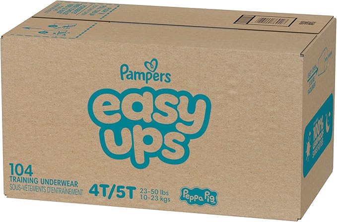 Pampers Training Pants - Easy Ups Girls & Boys - Size 4T-5T, 104 Count, Peppa Pig Potty Underwear (Packaging May Vary)