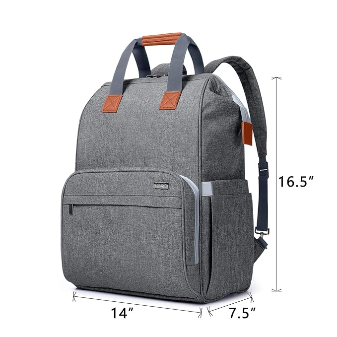 LUXJA Breast Pump Bag with Compartments for Cooler Bag and Laptop, Breast Pump Backpack with 2 Options for Wearing (Fits Most Major Breast Pump, Suitable for Working Mothers), Gray