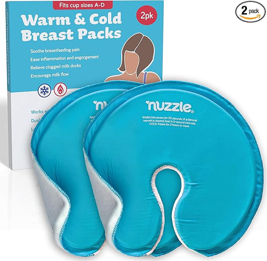 Breast Ice Packs for Breastfeeding - Hot & Cold Therapy Pads for Nursing & Clogged Milk Ducts, Mastitis & Engorgement – Boob Surgery Recovery – Soft Dual-Sided Gel Pads – 2 Pack