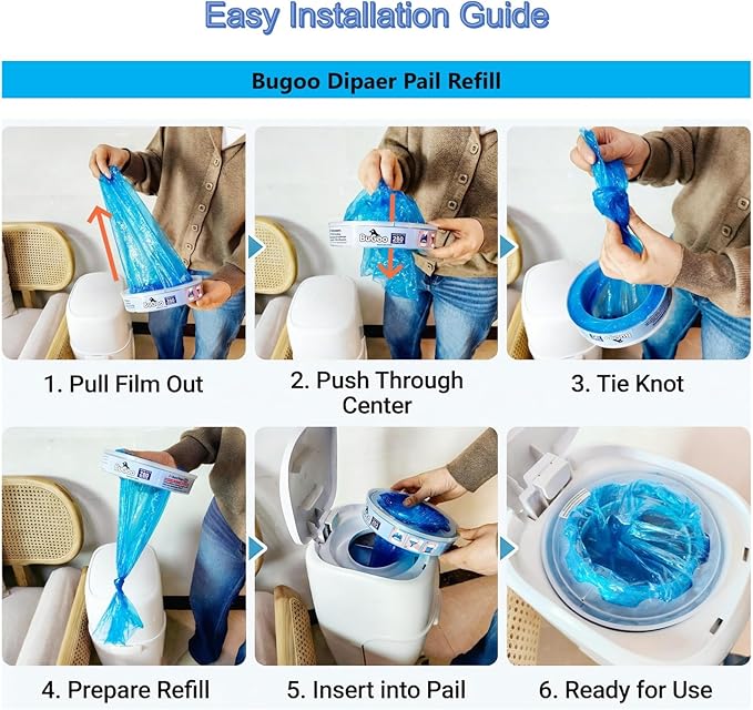 Diaper Pail Refill Bags Compatible with Diaper Genie & Munchkin, 7-layer Thick Odor Lock Unscented Trash Disposal, 5 Pack 1400 Count