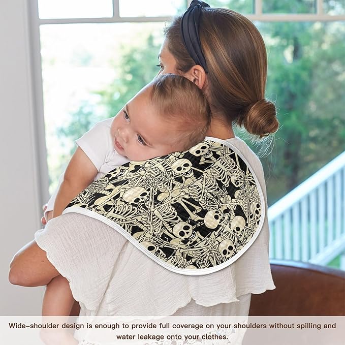 Gothic Skull Skeletons Burp Cloths Baby Boys Girls Absorbent Soft Cotton Burping Cloths Rags 4 Pack