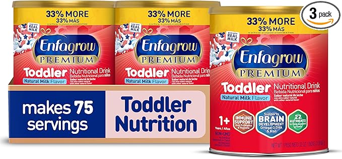 Enfagrow Premium Toddler Milk Nutritional Drink, Toddler Drink, Try Our Brain-Supporting Trio, 32oz Can (Pack of 3)