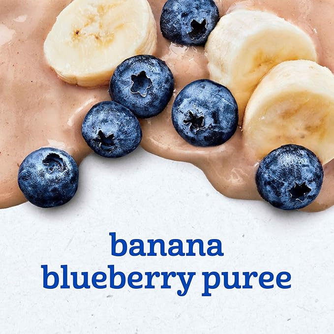 Gerber Stage 2 Baby Food, Banana Blueberry Puree Pouch, 2 Servings of Fruit, No Added Sweetener, No Artificial Colors or Flavors (Pack of 3)
