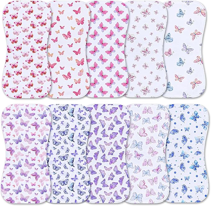 10-Pack Burp Cloths for Baby Boys and Girls - Organic Baby Burp Cloth,Baby Washcloths, Burp Rags, Large Neutral Burp Clothes for Newborn