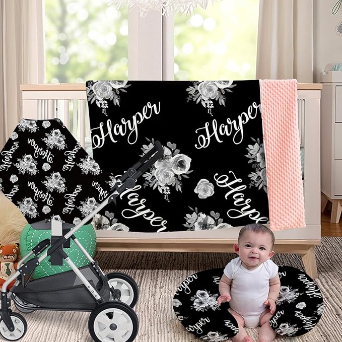 Customizable Flowers Baby Nursing Pillow Cover - Add Your Baby's Name, Ultra-Soft Stretch Fabric, Fits Standard Nursing Pillows, Ideal for Baby Showers Style 11