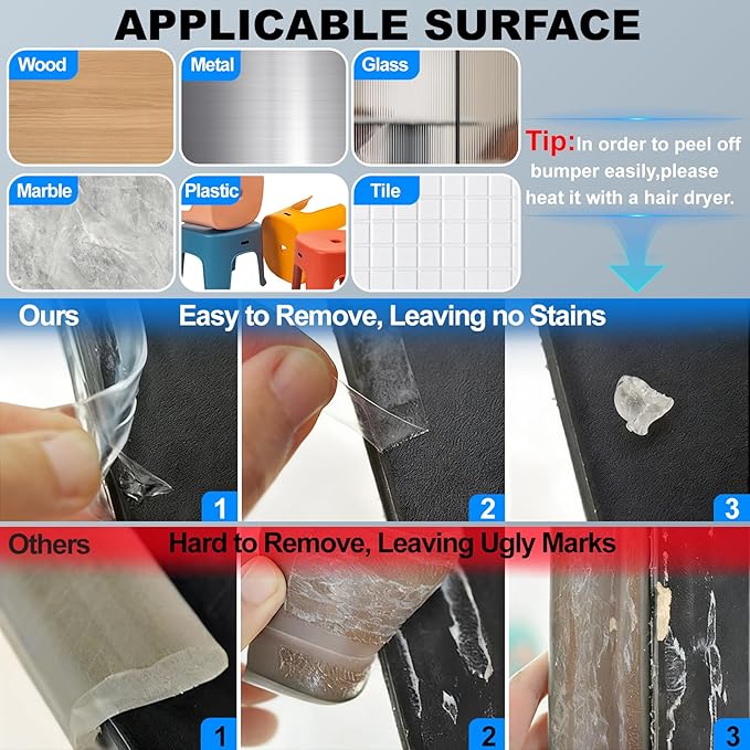 Wall Corner Protector - 4PCS, 16"x1.18" - Self Adhesive Clear Corner Protectors for Walls, Cabinet Doors, Edge Protector Trim; Easy to Install Corner Guards for Walls (40.6cm x 3cm)