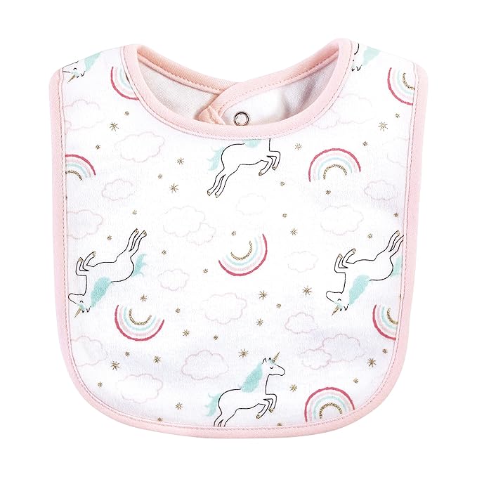 Hudson Baby Unisex Baby Cotton Bibs, Glitter Unicorn, One Size