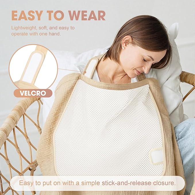 WVM 100% Cotton Muslin Nursing Cover for Breastfeeding with Arch Neckline for Eye Contact & Ventilation, Dual-Layer Privacy Design, Breathable & Multi-Use Car Seat & Stroller Cover for Infants