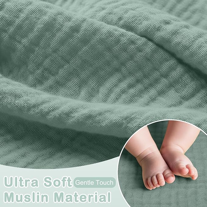 Basumee Muslin Changing Pad Cover Waterproof 2 Pack Baby Changing Table Covers for Boys and Girls Soft Breathable Nursery Diaper Change Table Cover Pad Fits 32"x16", Green Dinosaur
