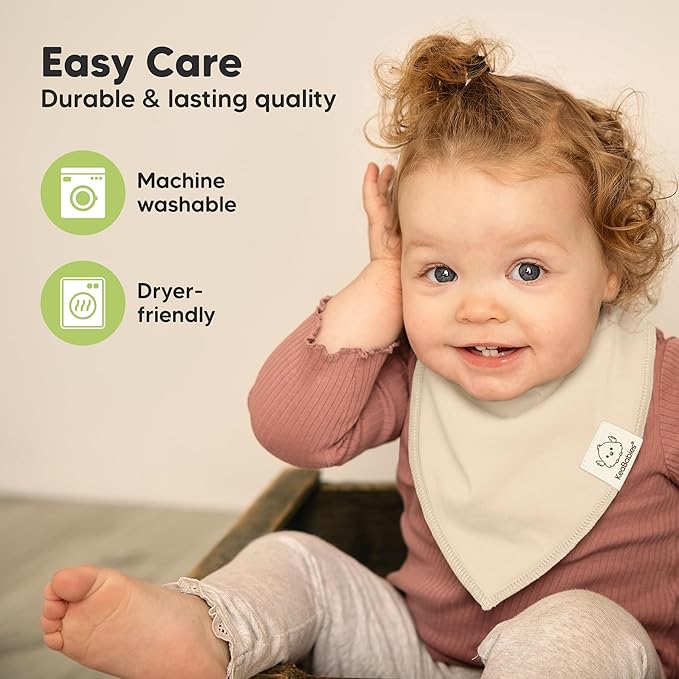 KeaBabies 8-Pack Organic Baby Bandana Bibs for Boys, Girls - Super Absorbent Triangle Baby Bibs for Drooling and Teething Infant, 100% Cotton Extra Soft for Newborn, Infant 0-36 Months (Purest)