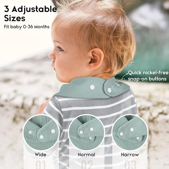 Yoofoss Muslin Baby Bibs 10 Pack 100% Organic Cotton 6-Layer Soft Absorbent Drool Bandana Baby Bibs for Drooling and Teething for Boys and Girls,Classic Mixed