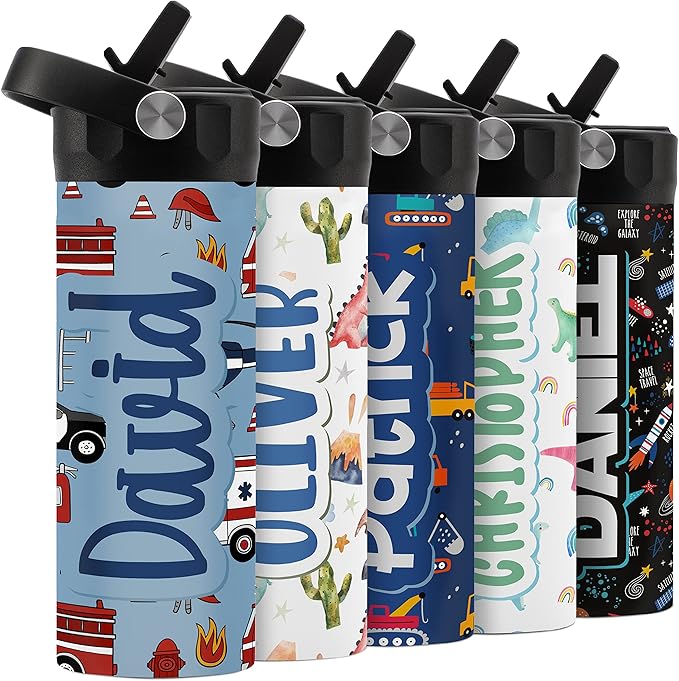 Personalized Water Bottle for Kids - 14 oz - 14 Design Options, Custom Water Bottle for Children - End of School Year Gifts, Back to School Gifts - BPA FREE, Double-Wall Insulation - Police