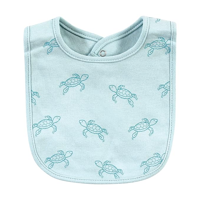 Hudson Baby Unisex Baby Cotton Bibs, Sea Turtle, One Size