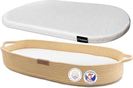 Yunioo Baby Changing Basket, Portable Diaper Changing Pad, Moses Basket for Newborns, Changing Table Topper for Baby Nursery, Waterproof Travel Pad Cover