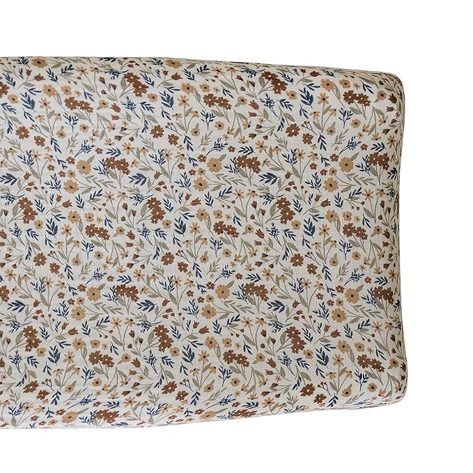 Mebie Baby Changing Pad Cover, Harvest Floral, 100% Muslin Cotton Changing Table Pad Cover for Baby Boy and Girl, Designer Nursery Decor Covers, Diaper Changing Pad Cover for Changing Station