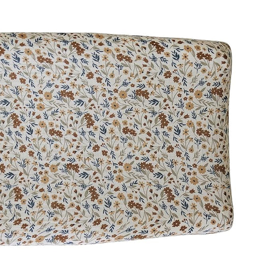 Mebie Baby Changing Pad Cover, Harvest Floral, 100% Muslin Cotton Changing Table Pad Cover for Baby Boy and Girl, Designer Nursery Decor Covers, Diaper Changing Pad Cover for Changing Station