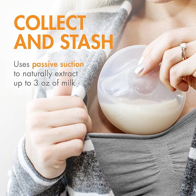 Boon Trove Silicone Manual Breast Pump - Passive Milk Collector - Hands Free Breast Pump for Nursing - Breastfeeding Essentials - 1 Count