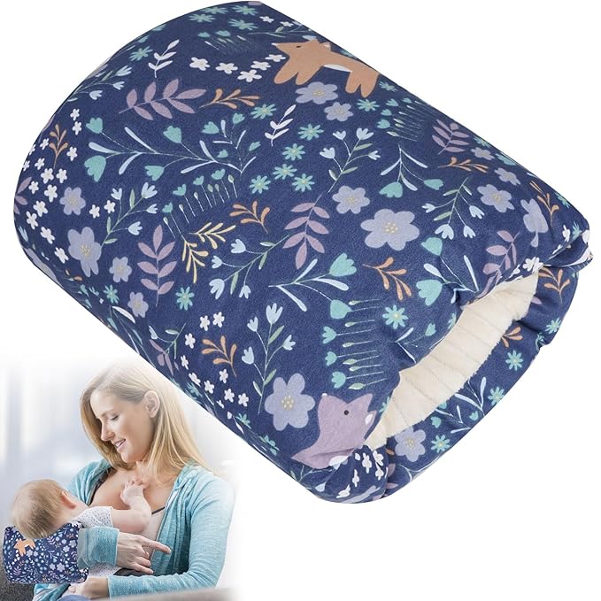 Baby Feeding Arm Pillow,Soft Cotton Bottle Nursing Arm Pillows for Newborn,Breastfeeding Pillows for More Support for Mom and Baby,Portable and Washable,Ergonomic Nursing Essentials(Blue Forest)