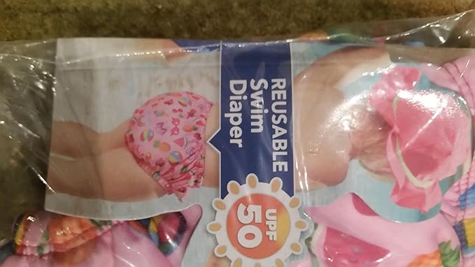 SwimSchool Reusable Girl Swim Diaper UPF 50 Level, Pink, 6m
