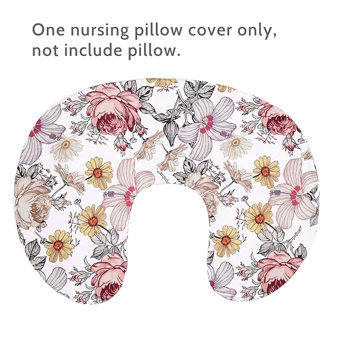 Floral Nursing Pillow Cover, Breastfeeding Pillow Slipcover for Baby Girls,Flower Minky Toddler Blanket for Girls