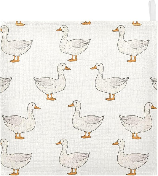 vvfelixl Baby Muslin Washcloths Coquette Duck Baby Burp Cloths Cotton Babys Face Towel for Newborn Infants Boys Girls Soft and Absorbent 11.8 X 11.8 in, 3 Pack