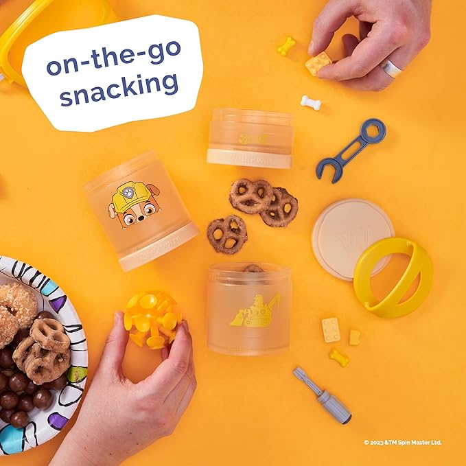 Whiskware Paw Patrol Stackable Snack Containers for Kids and Toddlers, 3 Stackable Snack Cups for School and Travel, Chase & Rubble (Pack of 2)