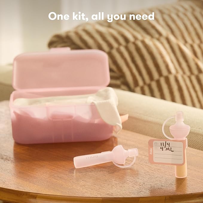 Frida Mom Colostrum Collection Kit, Catch, Store & Feed Breastmilk, Includes 6 Colostrum Collectors, 6 Labels, Cleaning Brush, Cloth & Case, Hospital Bag Ready, Safe Materials, 15pc kit