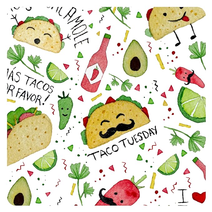BapronBaby Taco Party Wet Dry Bag - Waterproof Two Zipper Pockets - Reusable for Mealtime, Diapers, Stroller, Snacks, Swimsuits - Machine Washable - 11" x 9"
