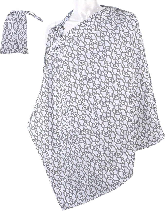 LK Baby Breastfeeding Nursing Cover Apron – Soft Cotton Privacy Cover with Rigid Neckline, Adjustable Strap & Travel Bag