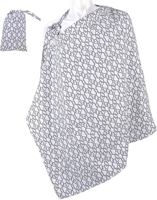LK Baby Breastfeeding Nursing Cover Apron – Soft Cotton Privacy Cover with Rigid Neckline, Adjustable Strap & Travel Bag