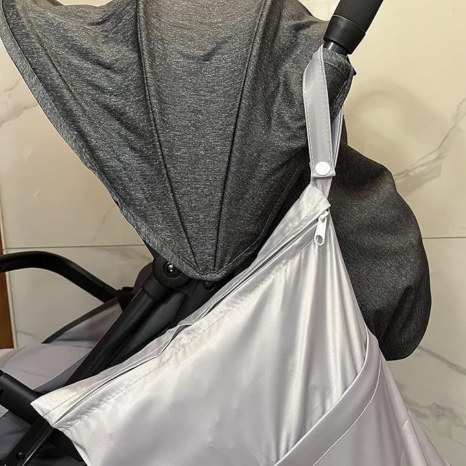 Wet Bag,Baby Wet Dry Cloth Diaper Bags,Multi-functional Bag,Washable, Reusable for Travel, Stroller, Pool,Beach, Wet Swimsuits,Dirty Gym Clothes, Toiletries, Toys,Mommy Bag gray&pink