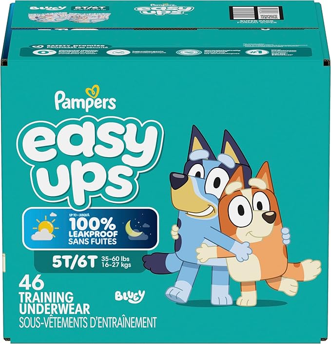 Pampers Training Pants - Easy Ups Boys & Girls Bluey - Size 5T-6T, 46 Count, Children's Potty Underwear (Packaging May Vary)