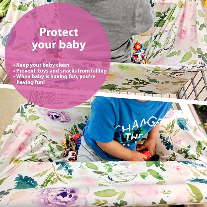 Pobi Baby Premium Multi-Use Cover - Nursing, Car Seat, Shopping Cart, High Chair, and Breastfeeding Cover - Ultra-Soft, Stretchy, and Versatile Floral Scarf for Mom and Baby (Allure)
