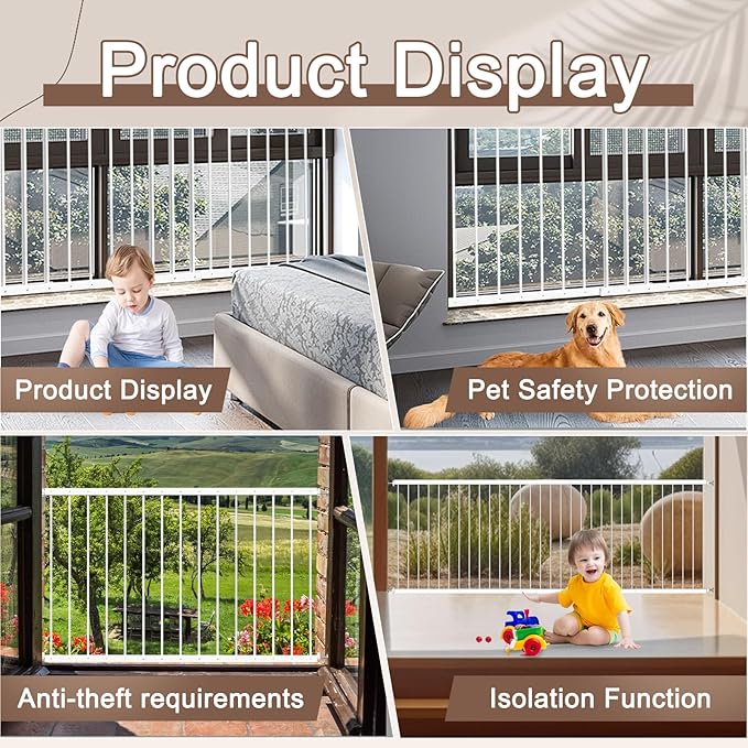 Fairy Baby Window Guards for Children Kids, Adjustable Wide 36.3" - 61.4" Child Safety Window Guard Prevents Accidental Falls, Home Security Childproof Interior Bar Guard for Windows Wide(2 Panels)