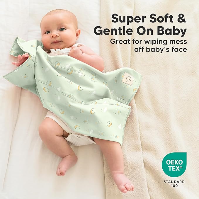 Organic Burp Cloths Baby Boy, Girl - 6-Pack Large 100% Cotton Burping Cloths for Babies, Spit Up Rags, Super Absorbent, Ultra Soft Newborn Rag, Gender Neutral, Machine Washable, Durable (Dreamers)