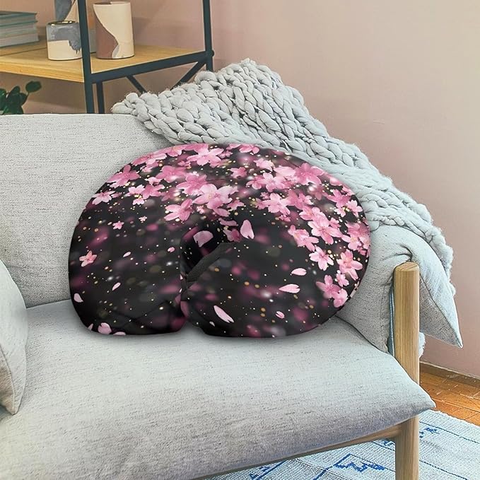 Cherry Blossoms Nursing Pillow Cover with Hidden Zipper Soft Durable Elastic Fabric Breastfeeding and Bottle Feeding Support Pillow Slipcover for Home Decorations
