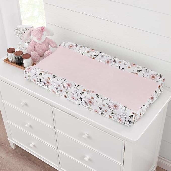NoJo Keep Blooming Super Soft Plush Baby Changing Pad Cover – Standard Size, Floral Design, Machine Washable