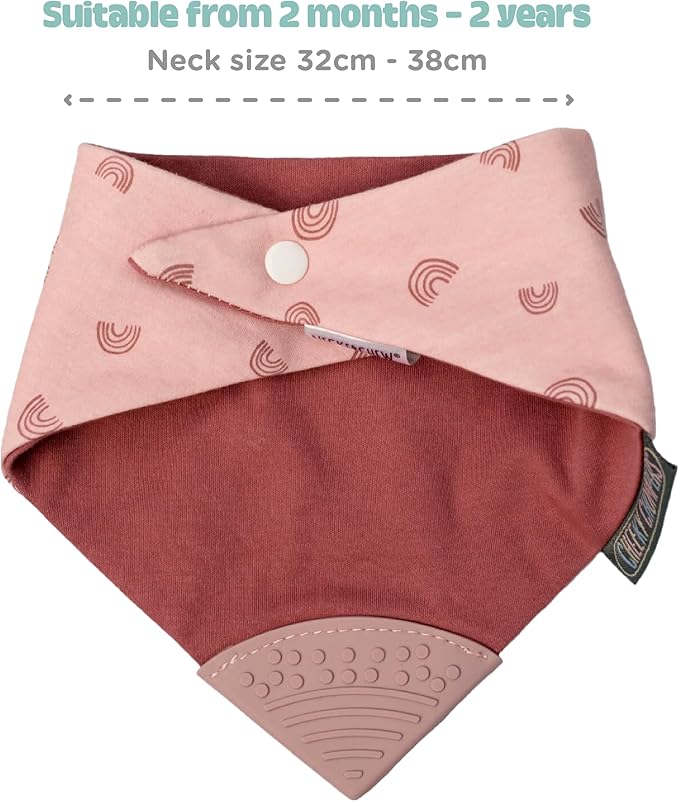 Cheeky Chompers Neckerchew Teething Bib, 2-in-1 Bandana Style Bib w/Food Grade Silicone Teether