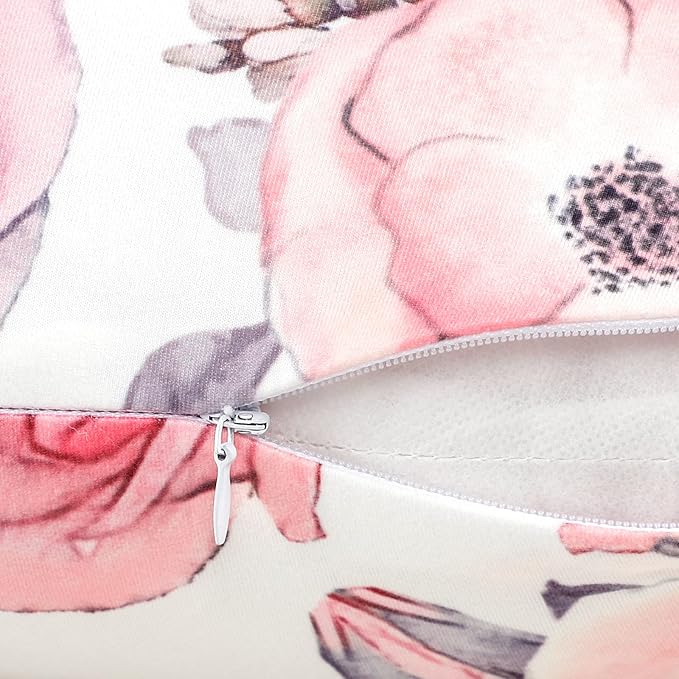 Nursing Pillow Cover Girls, Floral Breastfeeding Pillow Cover for Baby, Snug Fits Newborn Nursing Pillow Case, Super Soft Breathable, Pink Flower