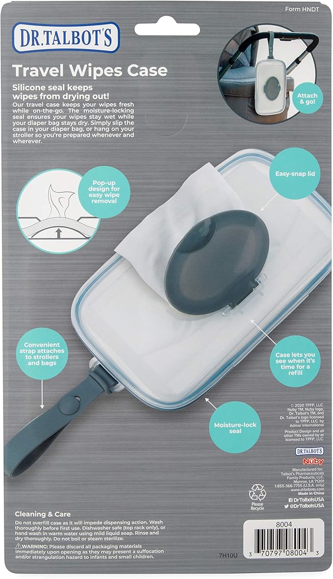 Dr. Talbot's Deluxe Baby Wipes Dispenser for Travel, Grey (Pack of 2)