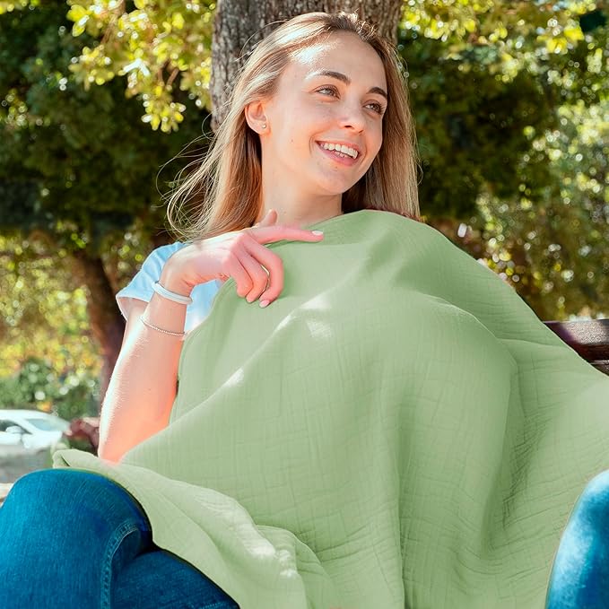 San Francisco Baby Nursing Cover – Breathable Breastfeeding Cover for Nursing, 360° Nursing Cover Up for Breastfeeding, Privacy Nursing Covers, Nursing Blanket for Breastfeeding – Mist Green