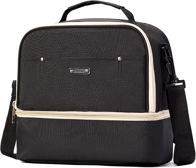 Breast Pump Bag Cooler Compartment for Breast Pump - Cooler and Moistureproof Bag Double Layer for Mother Breast Milk Pump Lunch Bag Outdoor Working (Black)