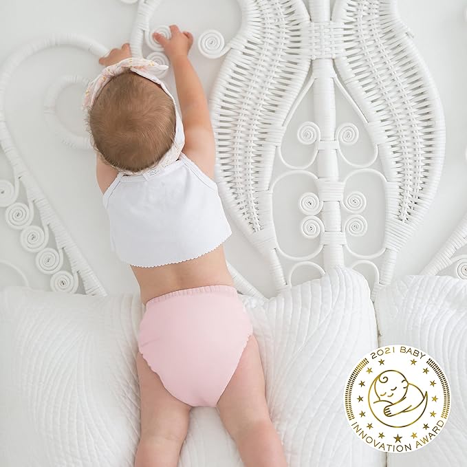Amazing Baby Hybrid Cloth Diaper Cover/Swim Diaper, Med, Sz 3 (12-25 lbs), Use Boosties Disposable or Reusable Inserts, Pastel Pink, SmartNappy Set: Cover + Tri-Fold + Booster Pad