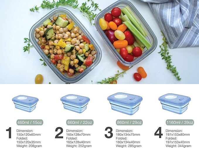 Minimal Reusable Silicone Food Storage Containers