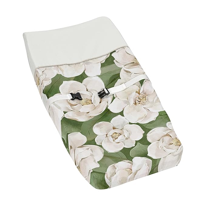Sweet Jojo Designs Sage Green Boho Flower Floral Girl Baby Changing Pad Cover Infant Newborn Diaper Table Change Mat Sheet Ivory Shabby Chic Bohemian Watercolor Garden Wildflower Nature Modern Beige